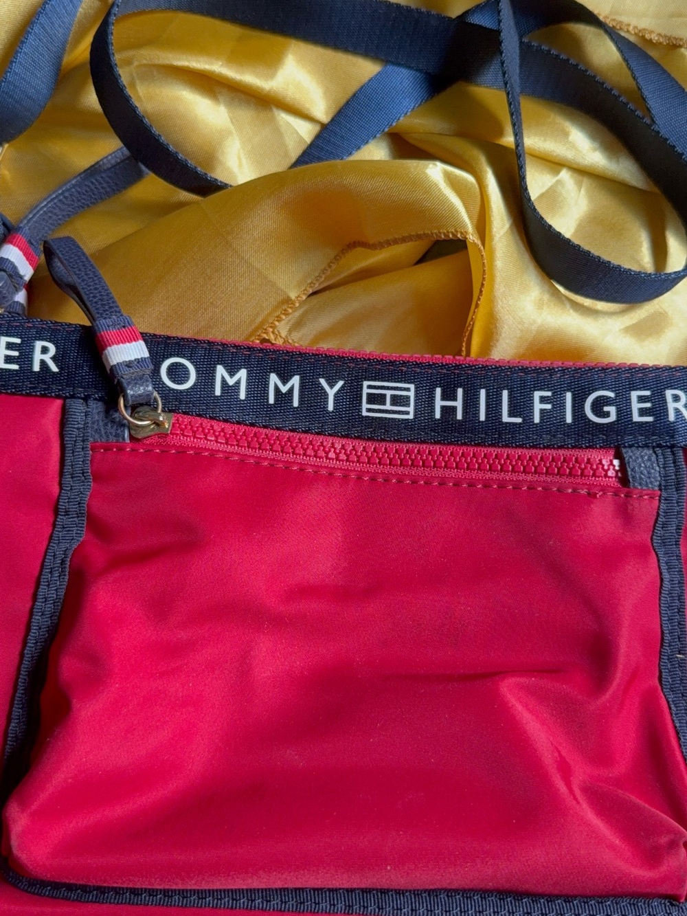Tommy Hilfiger Red Shoulder Bag with Navy Trim